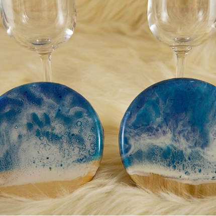 Coasters and Champagne Flute Gift Set - Camphor Laurel Wood