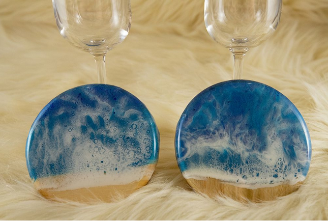 Coasters and Champagne Flute Gift Set - Camphor Laurel Wood