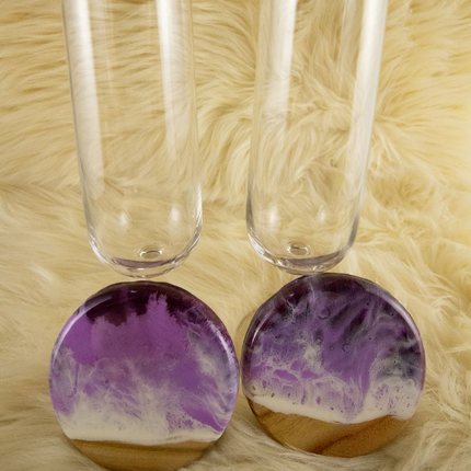 Coasters and Champagne Flute Gift Set - Camphor Laurel Wood