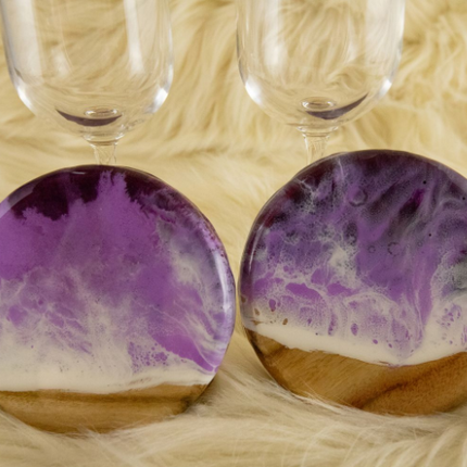 Coasters and Champagne Flute Gift Set - Camphor Laurel Wood