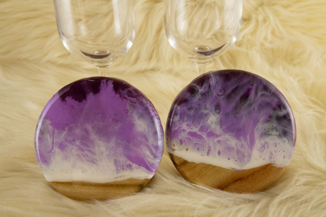 Coasters and Champagne Flute Gift Set - Camphor Laurel Wood