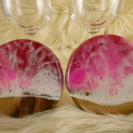 Coasters and Champagne Flute Gift Set - Camphor Laurel Wood