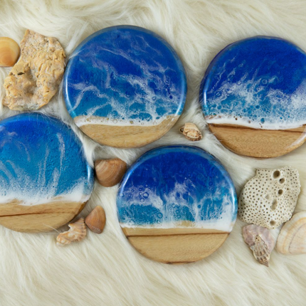 Coasters (Ocean Inspired) - Set of Four (4) - Camphor Laurel Wood