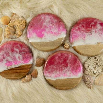 Coasters (Ocean Inspired) - Set of Four (4) - Camphor Laurel Wood