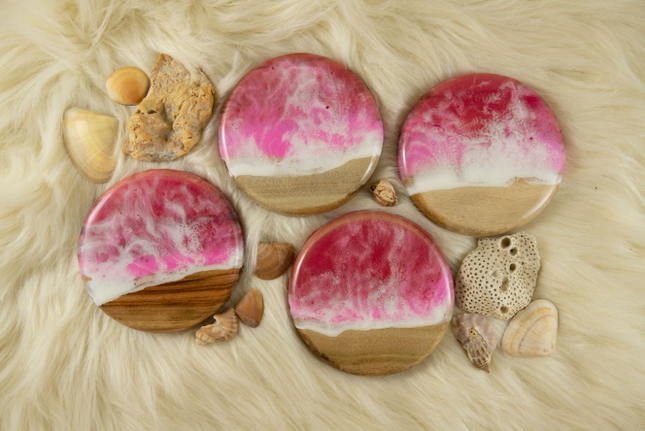 Coasters (Ocean Inspired) - Set of Four (4) - Camphor Laurel Wood