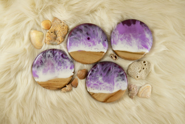 Coasters (Ocean Inspired) - Set of Four (4) - Camphor Laurel Wood