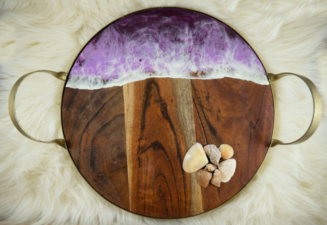 Large Circular Cheese Board - Acacia Wood