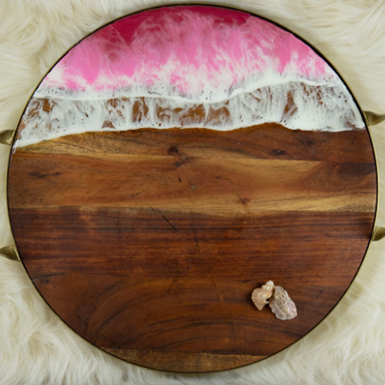 Large Circular Cheese Board - Acacia Wood
