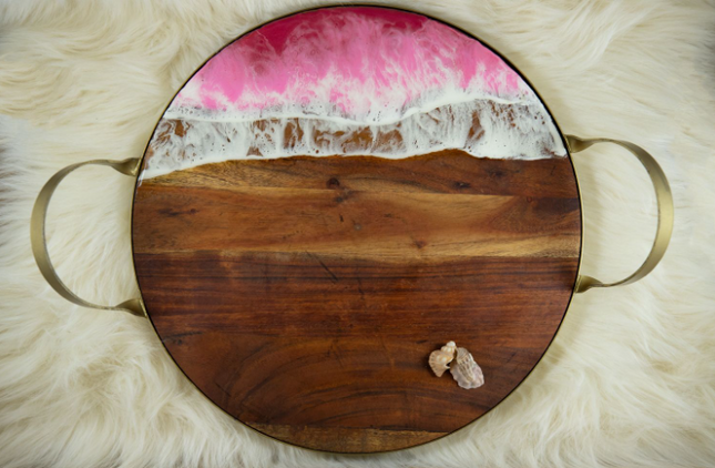 Large Circular Cheese Board - Acacia Wood