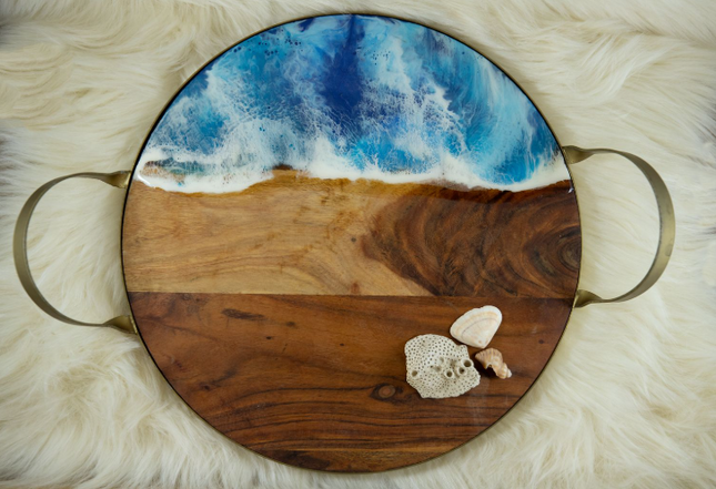 Large Circular Cheese Board - Acacia Wood