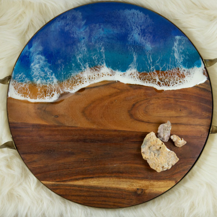 Large Circular Cheese Board - Acacia Wood
