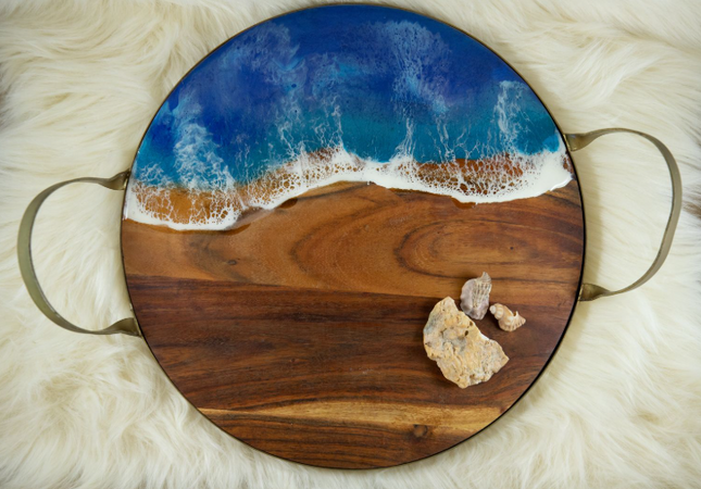 Large Circular Cheese Board - Acacia Wood