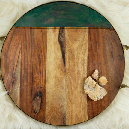 Large Circular Cheese Board - Acacia Wood