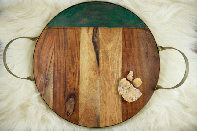 Large Circular Cheese Board - Acacia Wood