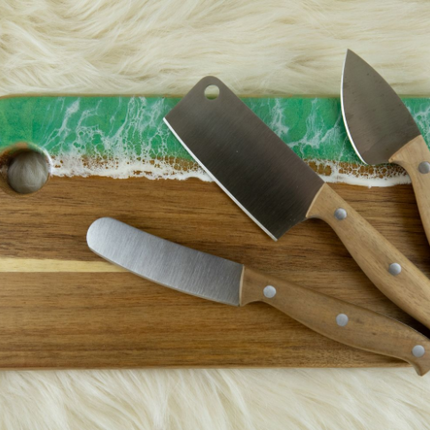 Small Cheese Board with Knife Set - Acacia Wood