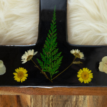 Medium Cheese Board with Dried Flowers - yellow and orange - Acacia Wood